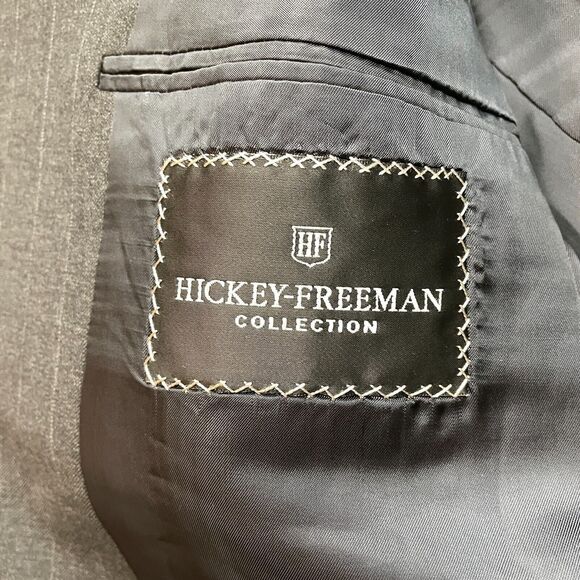 Hickey Freeman Men's 43 Blue Striped 100% Wool Boardroom Suit Jacket Blazer - Picture 4 of 12
